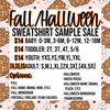 Fall/Halloween Sweatshirt Sample Sale (Ends 07/21-Ship By 08/11)