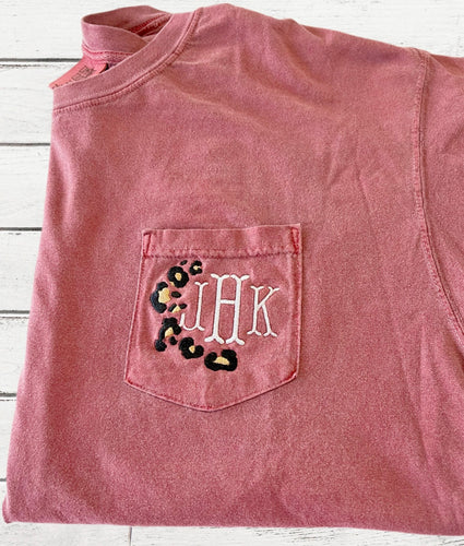 Leopard Monogram Pocket Tee-Wholesale