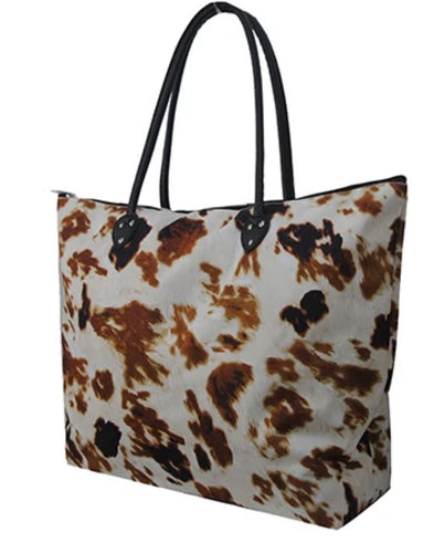 Cow Print Tote-Large