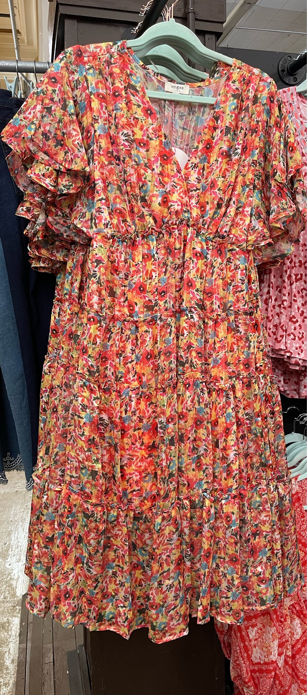 Coral Craze Midi Dress