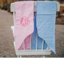 Monogrammed Seersucker Swaddle Sash Pink&Blue