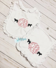 Cow Monogram Bib and Burp Cloth Ruffle or Solid